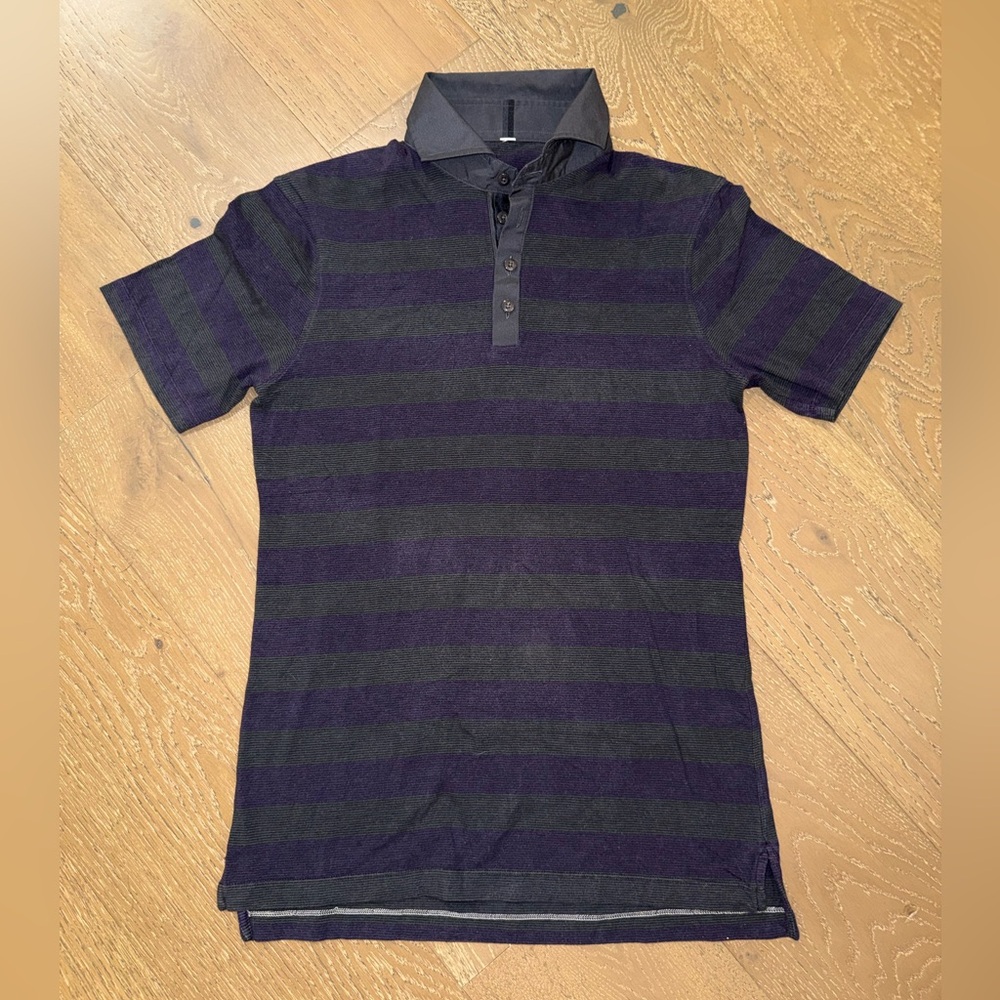 lululemon athletica Men’s Short-Sleeve Striped Polo‎ - Black & Purple
